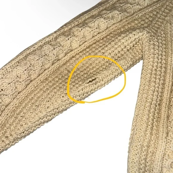 Vtg Blarney Woollen Mills Aran Ireland Cable Knit Fisherman Sweater Women Size M - Picture 7 of 8